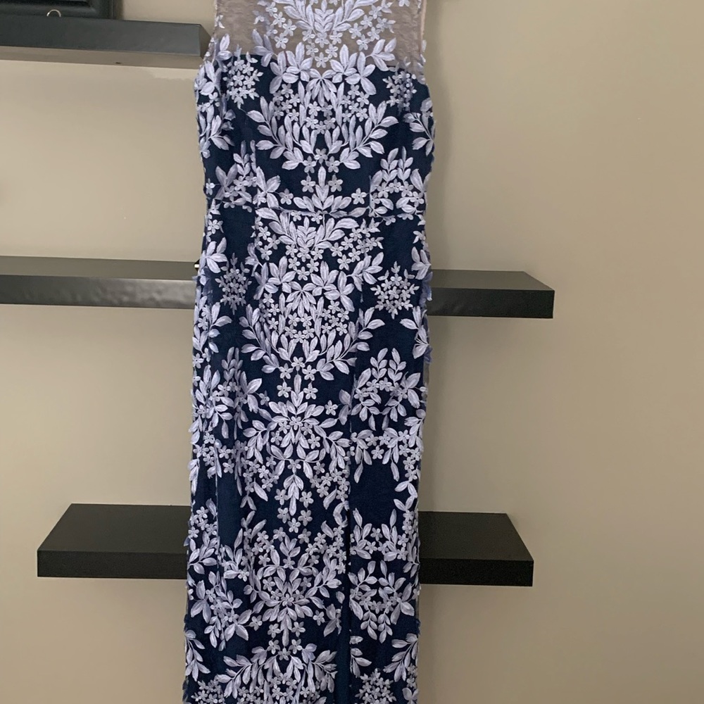 JS Collections periwinkle embroidered gown. - Picture 3 of 5